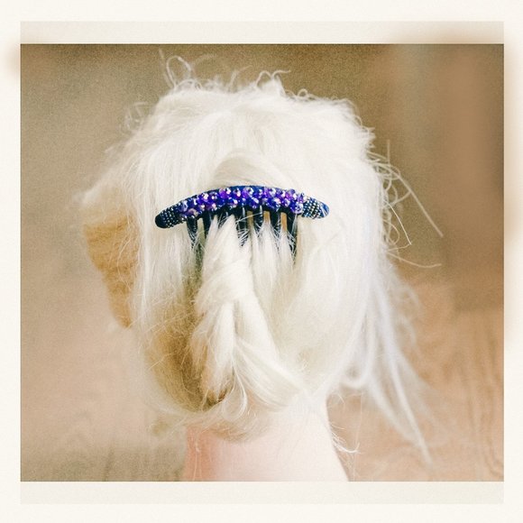 Beaded Hair Comb Purple Hair Accessories for her - Picture 2 of 5